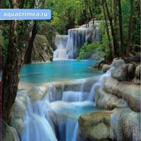 Шторка в ванную комнату, фотопечать "ВОДОПАД"